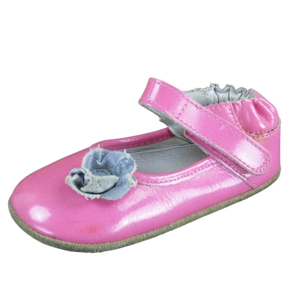 Robeez Girls Mary Jane Sz T 5 Medium Pink Patent Leather Hook & Loop